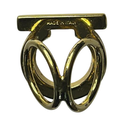 Salvatore Ferragamo Gold Tone Gancini scarf ring Made in Italy - Picture 2 of 8